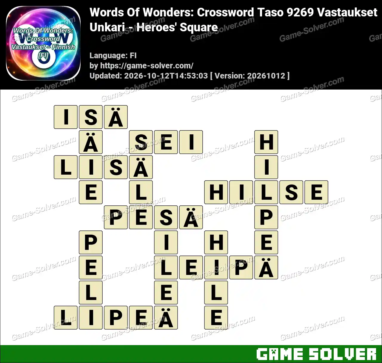 Words Of Wonders: Crossword Taso 9269 Vastaukset – Unkari – Heroes’ Square